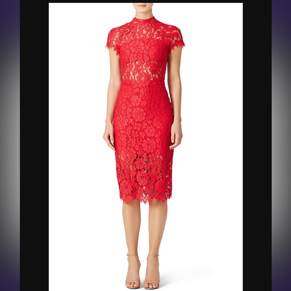 Alexis Leona Red Lace Midi Dress